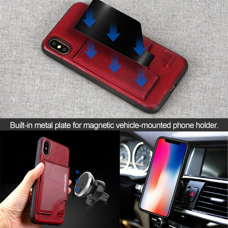 For iPhone X / XS Pierre Cardin PCS-S03 Shockproof TPU + Leather Protective Case with Holder & Card Slot