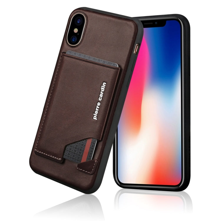 For iPhone X / XS Pierre Cardin PCS-S03 Shockproof TPU + Leather Protective Case with Holder & Card Slot