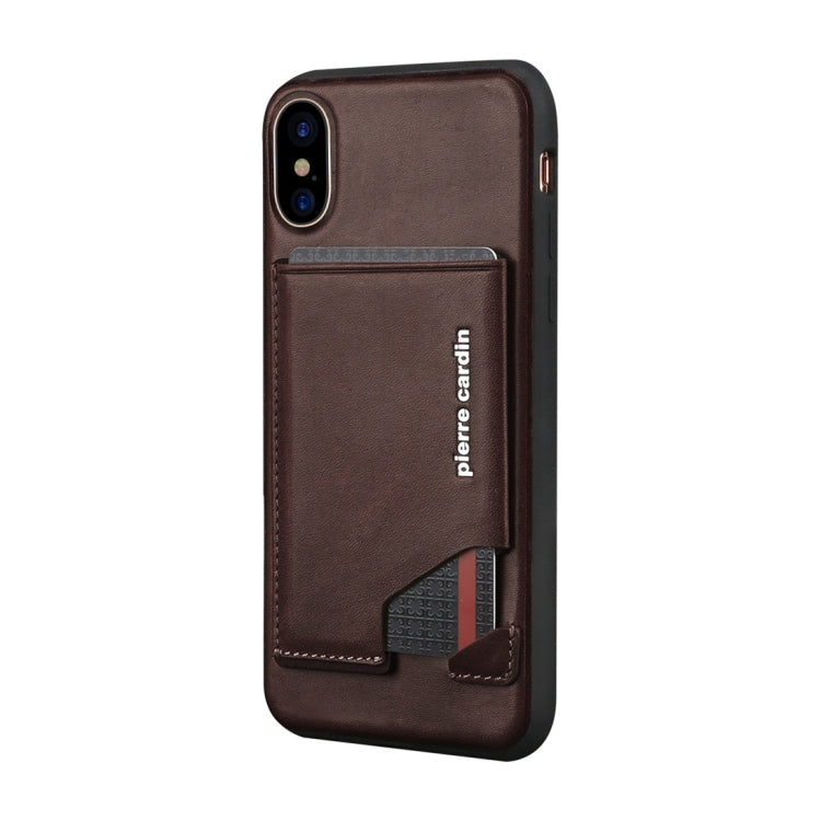 For iPhone X / XS Pierre Cardin PCS-S03 Shockproof TPU + Leather Protective Case with Holder & Card Slot