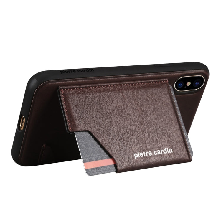 For iPhone X / XS Pierre Cardin PCS-S03 Shockproof TPU + Leather Protective Case with Holder & Card Slot