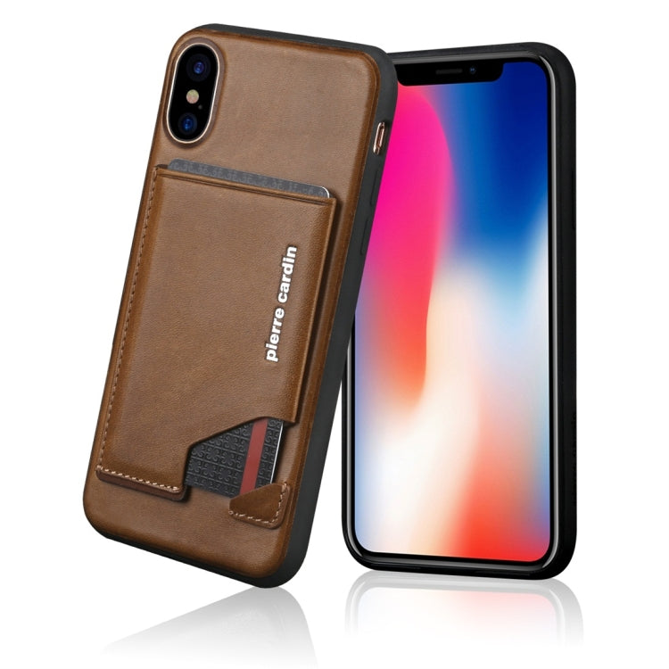 For iPhone X / XS Pierre Cardin PCS-S03 Shockproof TPU + Leather Protective Case with Holder & Card Slot