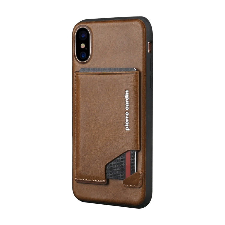For iPhone X / XS Pierre Cardin PCS-S03 Shockproof TPU + Leather Protective Case with Holder & Card Slot