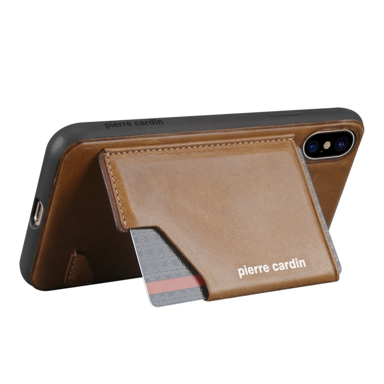 For iPhone X / XS Pierre Cardin PCS-S03 Shockproof TPU + Leather Protective Case with Holder & Card Slot