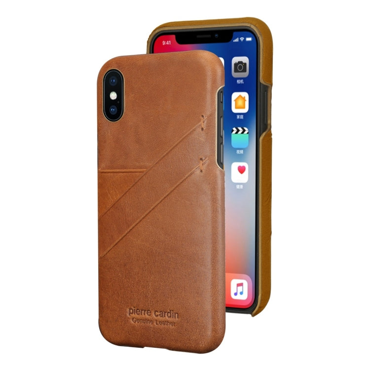 For iPhone X / XS Pierre Cardin PCS-P19 Shockproof Leather Protective Case with Card Slot