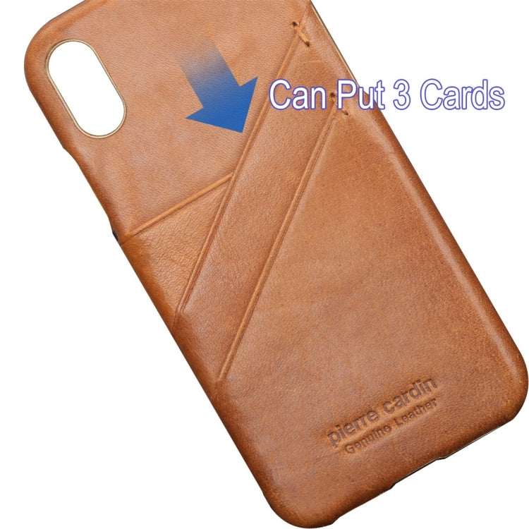 For iPhone X / XS Pierre Cardin PCS-P19 Shockproof Leather Protective Case with Card Slot