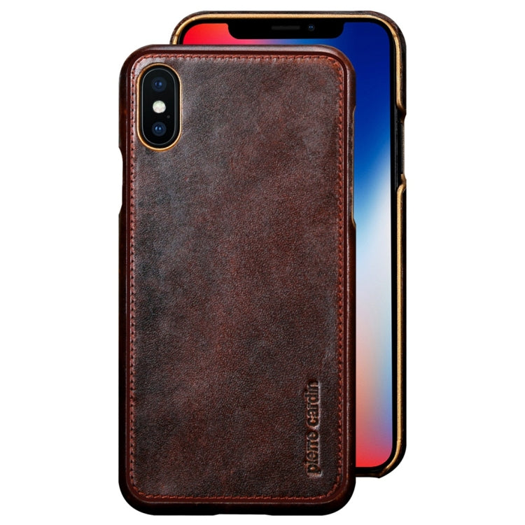 For iPhone X / XS Pierre Cardin PCL-P03 Shockproof PC + Leather Protective Case