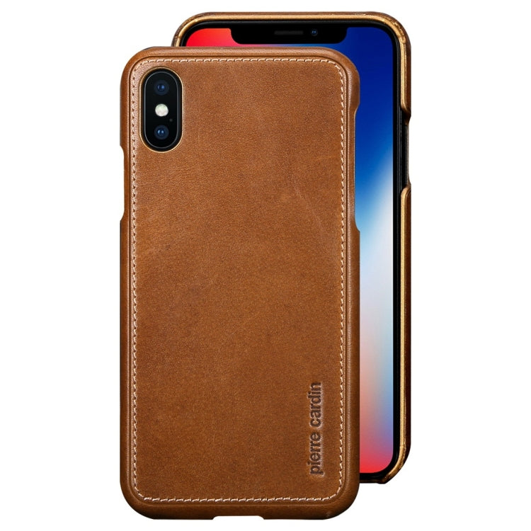 For iPhone X / XS Pierre Cardin PCL-P03 Shockproof PC + Leather Protective Case