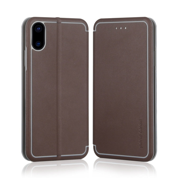 For iPhone X / XS Pierre Cardin PCS-P17-1 Horizontal Flip Leather Case with Holder & Card Slot