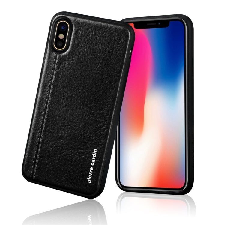 For iPhone X / XS Pierre Cardin PCS-S02 Shockproof TPU + Leather Full Coverage Protective Case
