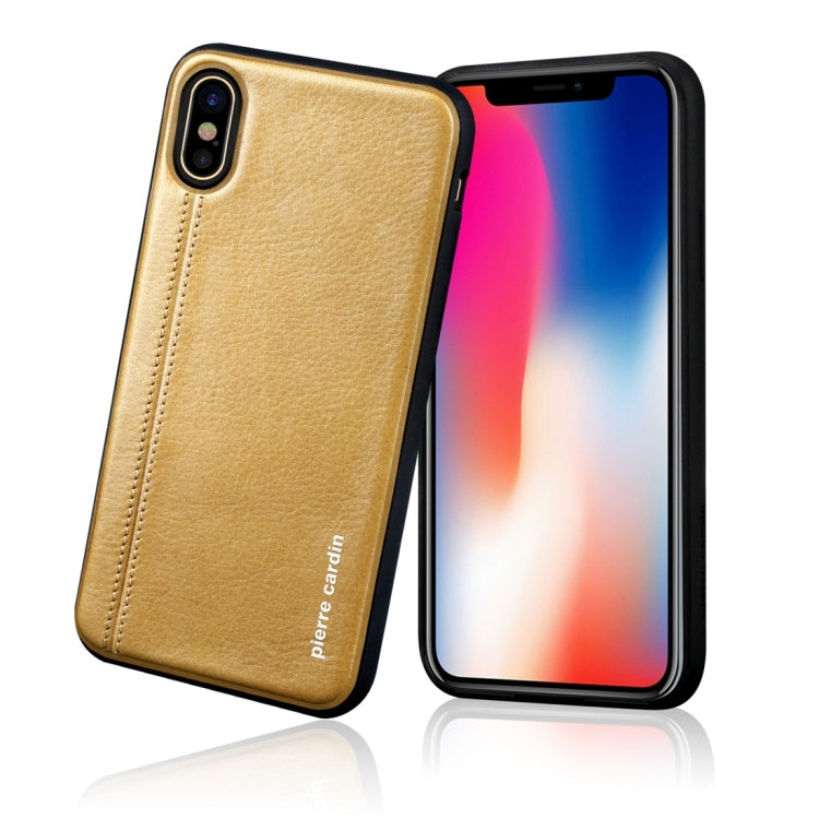 For iPhone X / XS Pierre Cardin PCS-S02 Shockproof TPU + Leather Full Coverage Protective Case