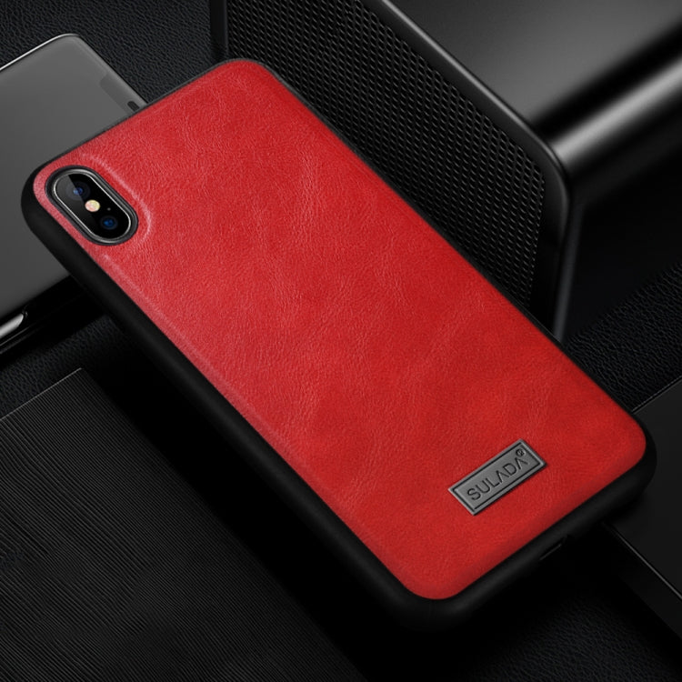 For iPhone X / XS SULADA Shockproof TPU + Handmade Leather Case (Red)