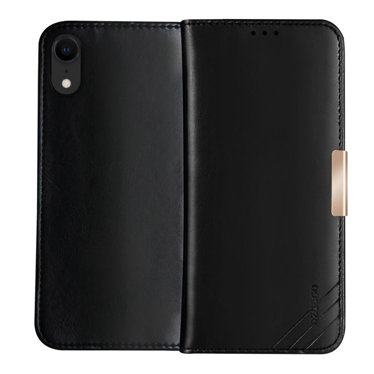 For iPhone XR DZGOGO ROYALE II Series Magnetic Horizontal Flip Genuine Leather Case with Card Slots & Holder