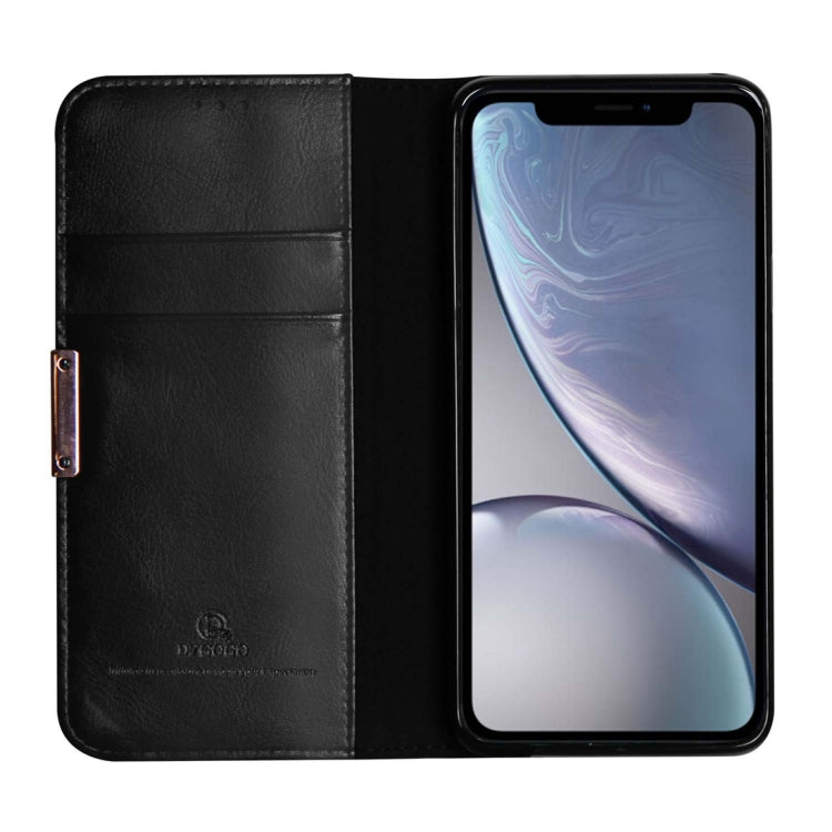 For iPhone XR DZGOGO ROYALE II Series Magnetic Horizontal Flip Genuine Leather Case with Card Slots & Holder