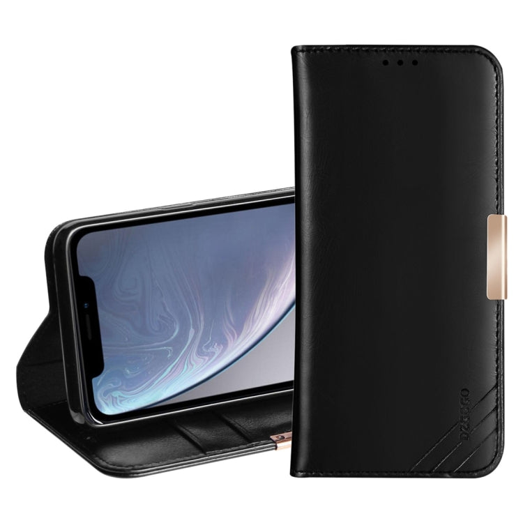 For iPhone XR DZGOGO ROYALE II Series Magnetic Horizontal Flip Genuine Leather Case with Card Slots & Holder