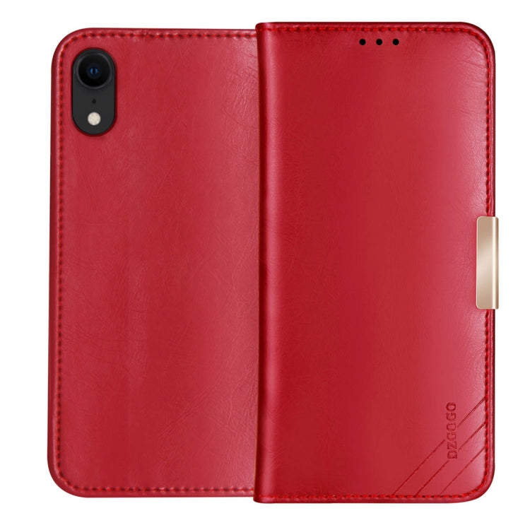 For iPhone XR DZGOGO ROYALE II Series Magnetic Horizontal Flip Genuine Leather Case with Card Slots & Holder