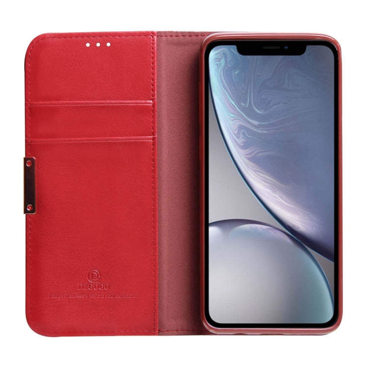 For iPhone XR DZGOGO ROYALE II Series Magnetic Horizontal Flip Genuine Leather Case with Card Slots & Holder