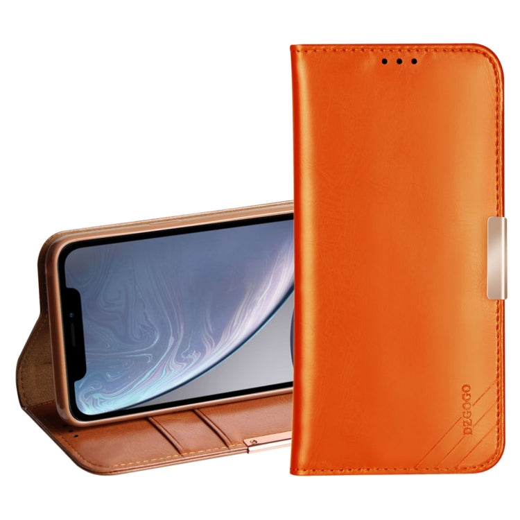 For iPhone XR DZGOGO ROYALE II Series Magnetic Horizontal Flip Genuine Leather Case with Card Slots & Holder
