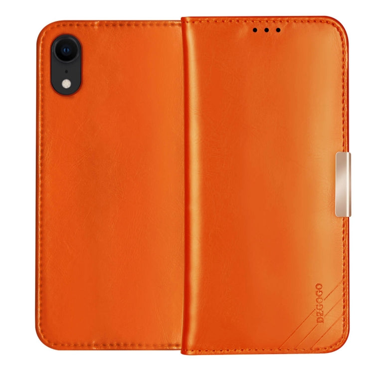 For iPhone XR DZGOGO ROYALE II Series Magnetic Horizontal Flip Genuine Leather Case with Card Slots & Holder
