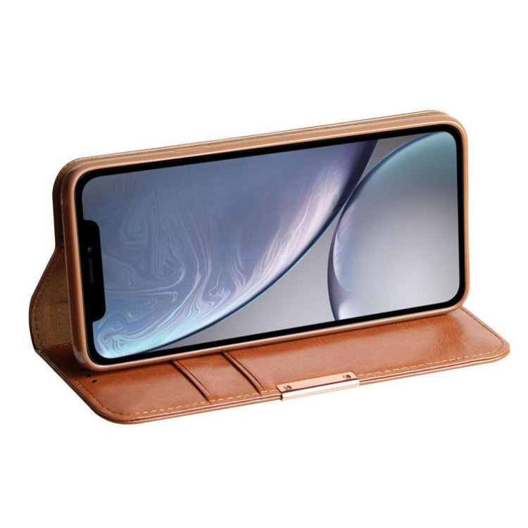 For iPhone XR DZGOGO ROYALE II Series Magnetic Horizontal Flip Genuine Leather Case with Card Slots & Holder