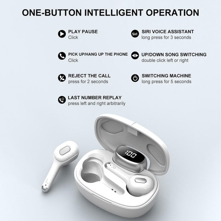 Langsdom T9S TWS Bluetooth 5.0 Wireless Bluetooth Earphone with Charging Box & Digital Display, Support HD Call & Voice Assistant