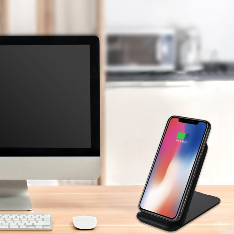 Q800 QI Three Coil Vertical Foldable Wireless Charger with Mobile Phone Holder (Black)
