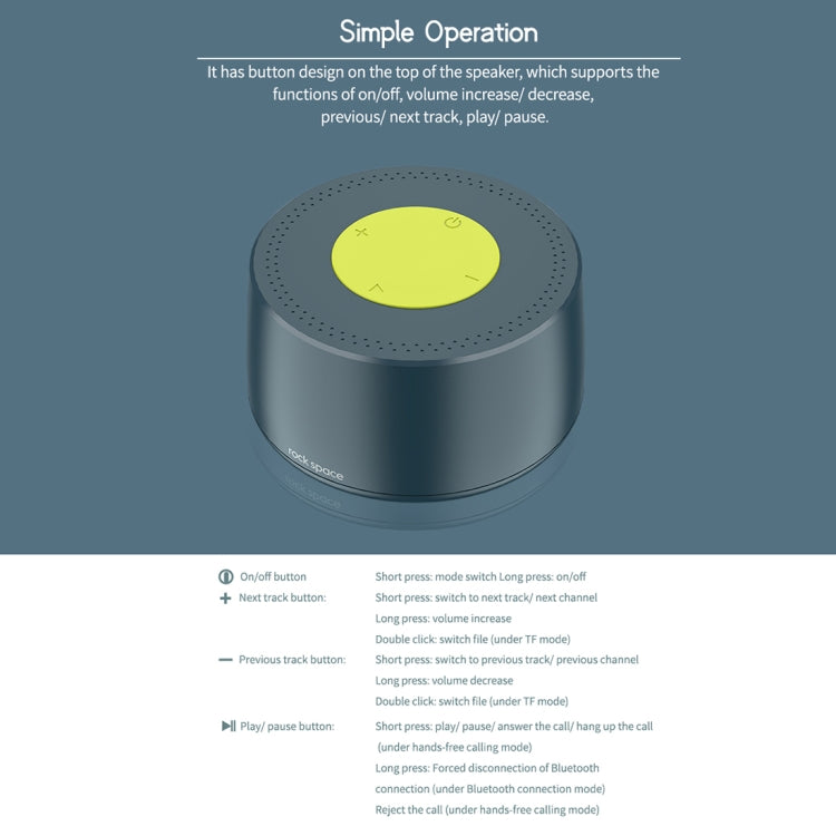 ROCK S23 Bluetooth 4.2 Portable Mini Bluetooth Speaker with Microphone (Blue)