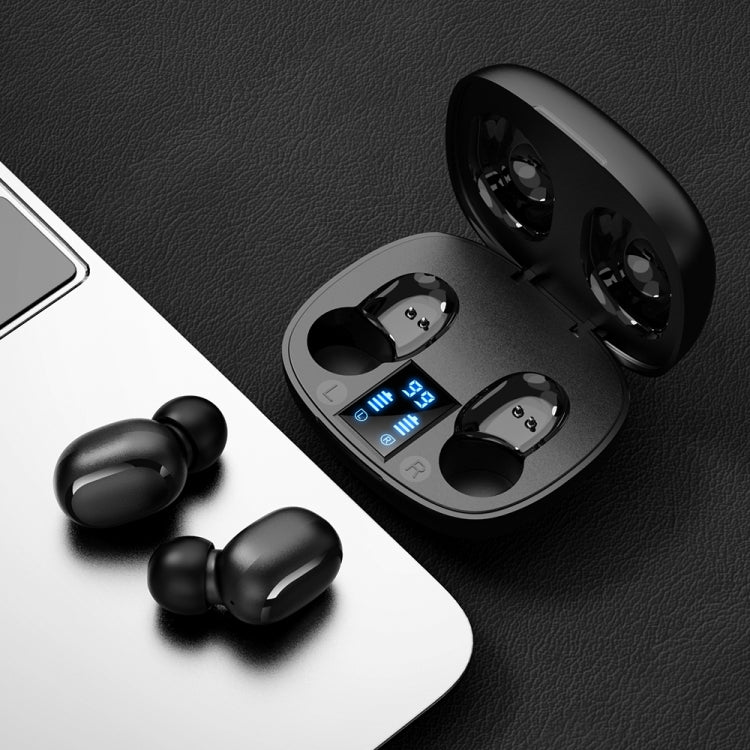 KONKA KT10 TWS CVC8.0 Noise Reduction Touch Smart Digital Display Bluetooth Earphone with Charging Box, Support Siri(Black)