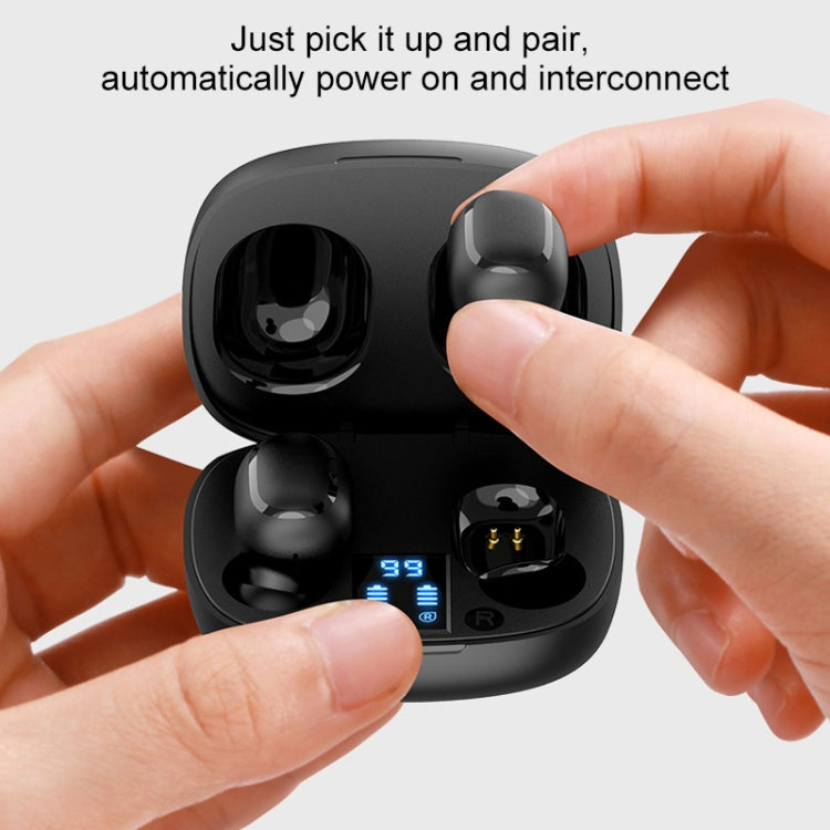 KONKA KT10 TWS CVC8.0 Noise Reduction Touch Smart Digital Display Bluetooth Earphone with Charging Box, Support Siri(Black)