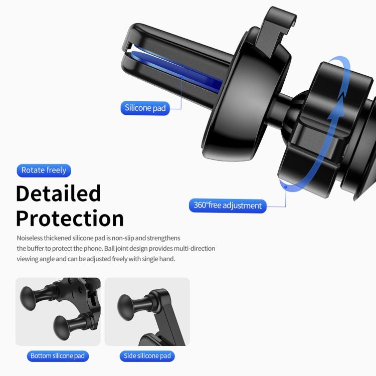 ROCK Car Air Outlet Gravity Mobile Phone Holder Bracket, Hidden Mirror Version (Black)