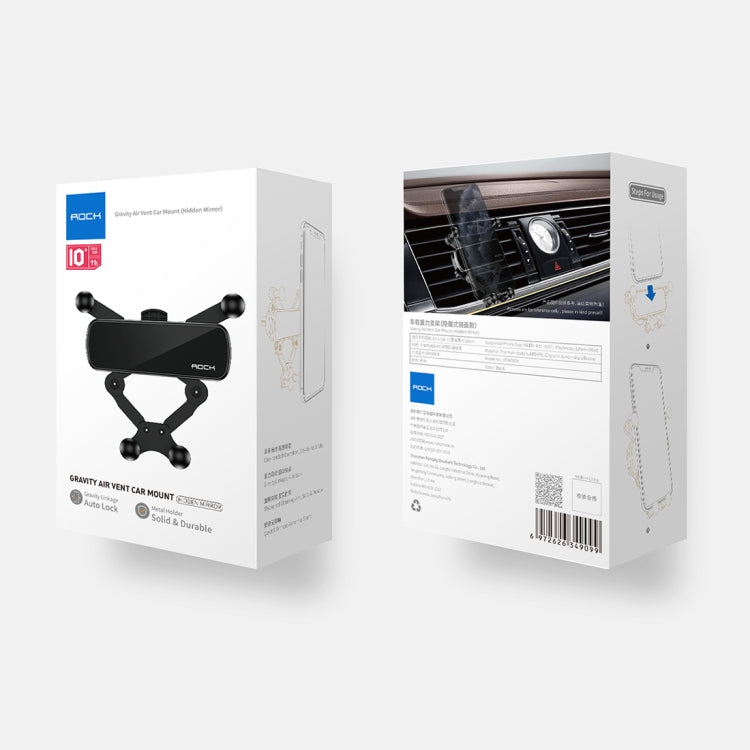 ROCK Car Air Outlet Gravity Mobile Phone Holder Bracket, Hidden Mirror Version (Black)