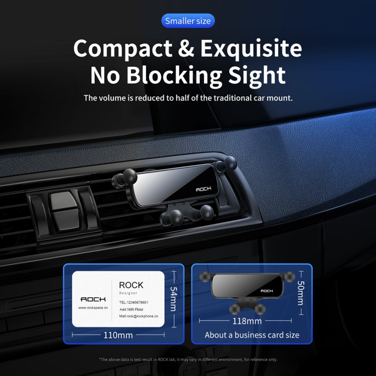 ROCK Car Air Outlet Gravity Mobile Phone Holder Bracket, Hidden Mirror Version (Black)