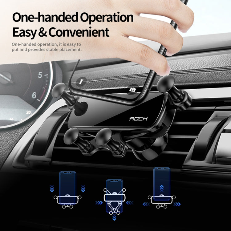 ROCK Car Air Outlet Gravity Mobile Phone Holder Bracket, Hidden Mirror Version (Black)