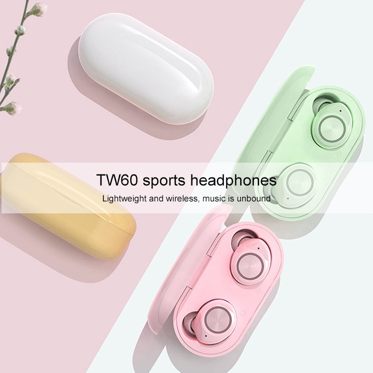 TW60 TWS Bluetooth 5.0 Touch Wireless Bluetooth Sports Earphone with Charging Box, Support Voice Assistant & Call