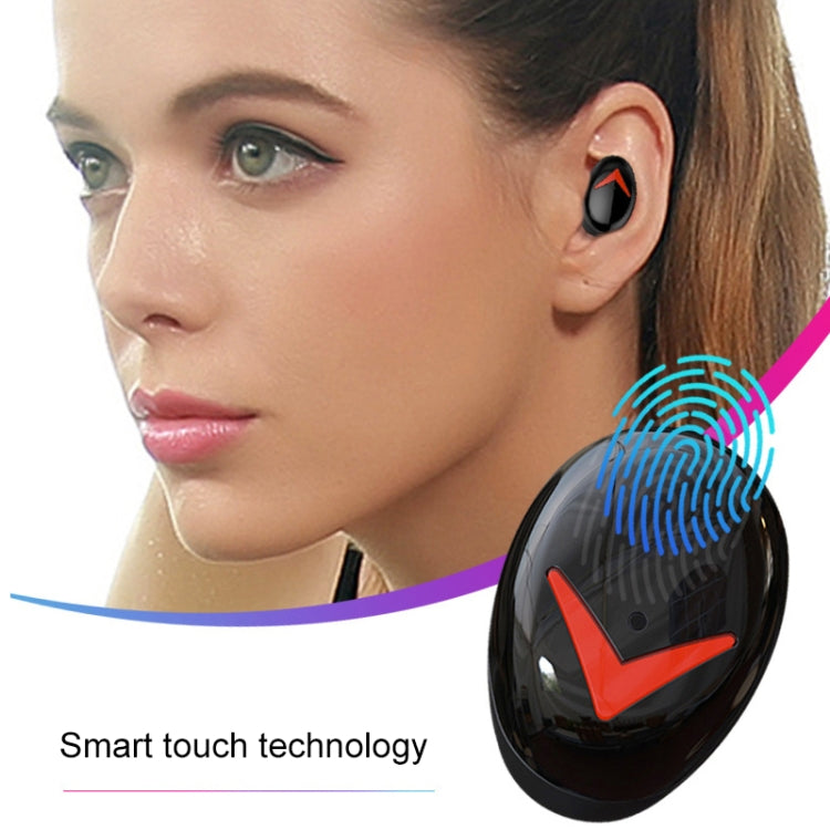 DFA8 TWS Bluetooth 5.0 Touch Sweatproof Wireless Bluetooth Sports Earphone with Charging Box, Support Siri & Call & Power Bank