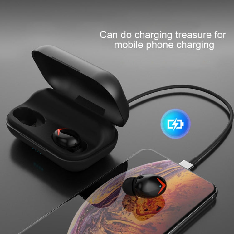 DFA8 TWS Bluetooth 5.0 Touch Sweatproof Wireless Bluetooth Sports Earphone with Charging Box, Support Siri & Call & Power Bank