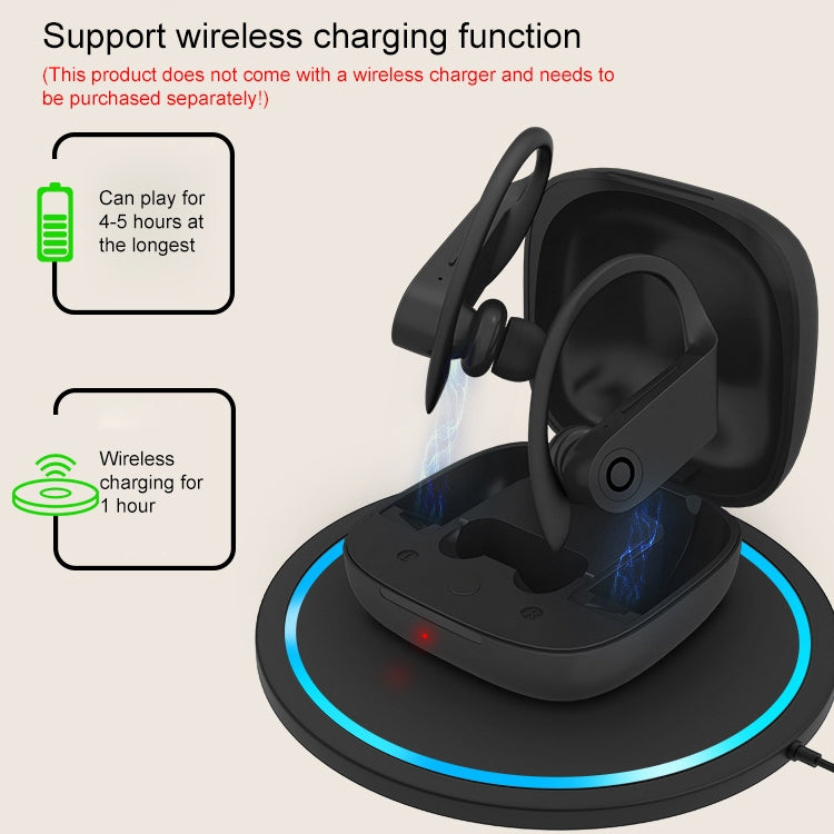 b10 TWS Bluetooth 5.0 Hanging Ear Wireless Bluetooth Sports Earphone with Magnetic Charging Box, Support Call & Siri & Charging Box Wireless Charging(Black)