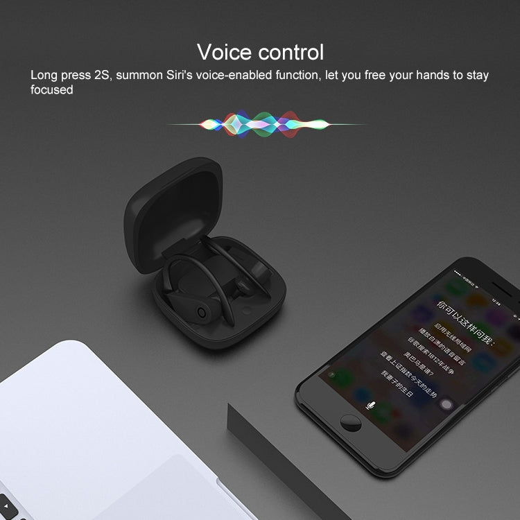 b10 TWS Bluetooth 5.0 Hanging Ear Wireless Bluetooth Sports Earphone with Magnetic Charging Box, Support Call & Siri & Charging Box Wireless Charging(Black)