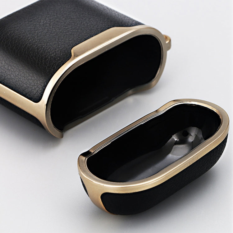 Full-coverage Earphone Protective Leather Case for AirPods 1 / 2, with Ring(Black)