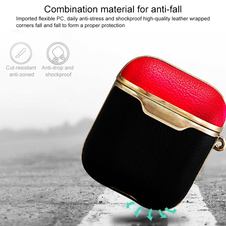 Full-coverage Earphone Protective Leather Case for AirPods 1 / 2, with Ring(Black)