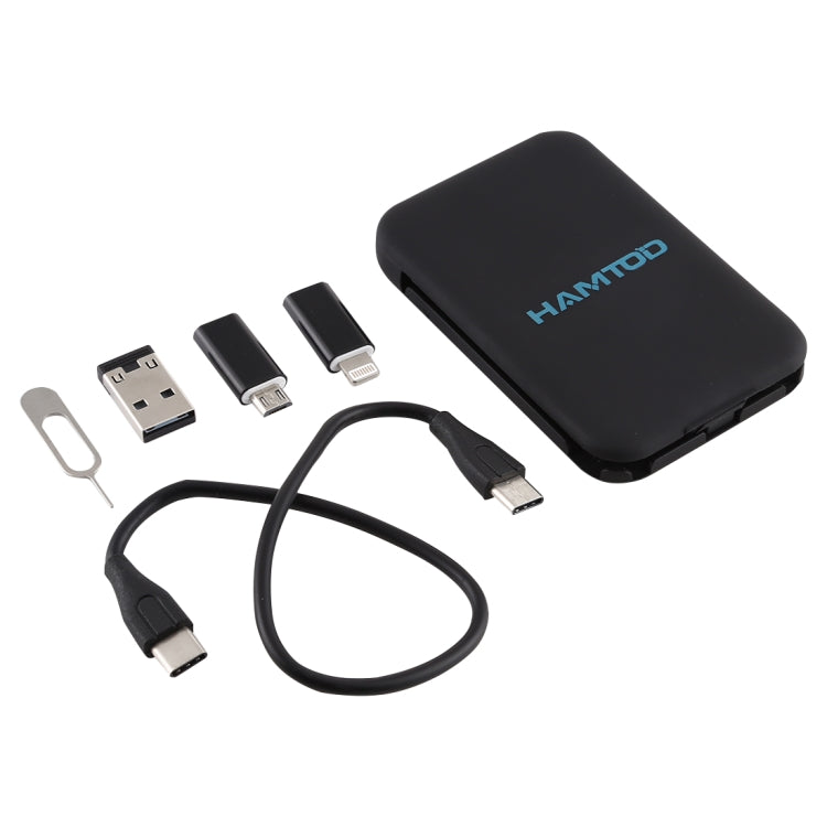 HAMTOD S10 Multifunctional Data Cable Digital Product Storage Box, Support Mobile Phone Holder & QI Wireless Fast Charge & Card Reader(Black)
