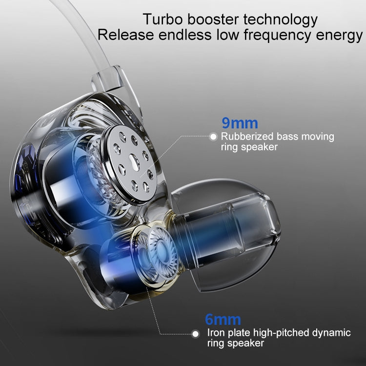 POLVCDG D6T 3.5mm Interface Double Moving Circle In Ear Wired Stereo Earphone for Xiaomi / OPPO / Huawei / Vivo,Upgraded Tuning Version