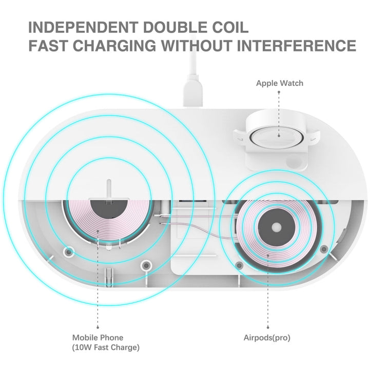A04 3 in 1 Multi-function Qi Standard Wireless Charger for Mobile Phones & iWatch & AirPods