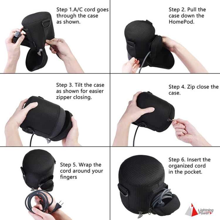 Portable Neoprene Anti-collision Waterproof Storage Bag for Apple HomePod Speaker (Black)