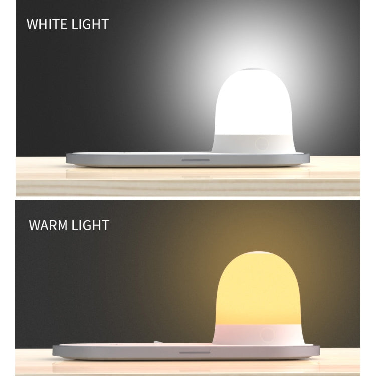 W34 QI Wireless Fast Charging Base with Magnetic Two-color Night Light & Touch Switch (White)