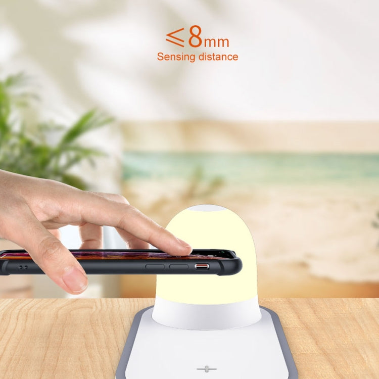 W34 QI Wireless Fast Charging Base with Magnetic Two-color Night Light & Touch Switch (White)