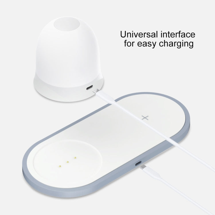 W34 QI Wireless Fast Charging Base with Magnetic Two-color Night Light & Touch Switch (White)