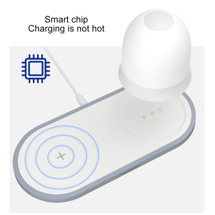 W34 QI Wireless Fast Charging Base with Magnetic Two-color Night Light & Touch Switch (White)