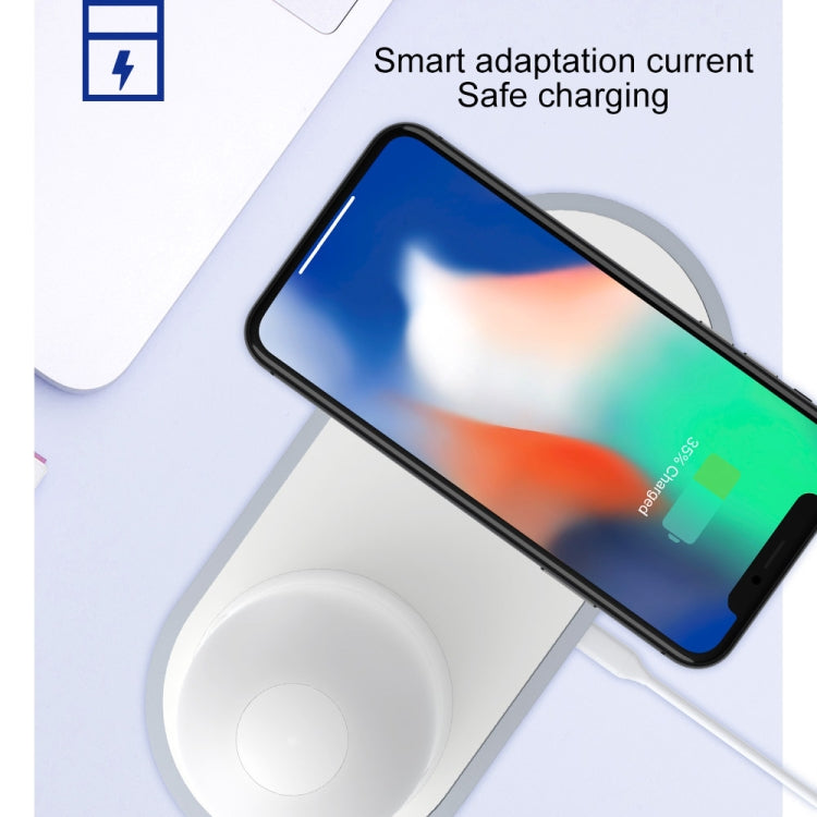 W34 QI Wireless Fast Charging Base with Magnetic Two-color Night Light & Touch Switch (White)