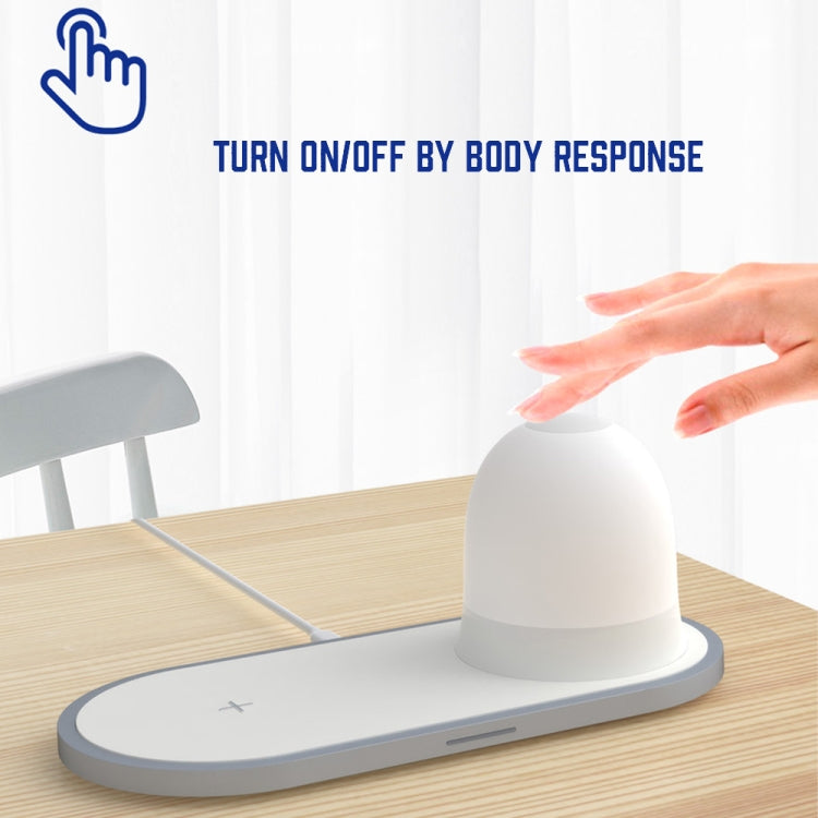 W34 QI Wireless Fast Charging Base with Magnetic Two-color Night Light & Touch Switch (White)