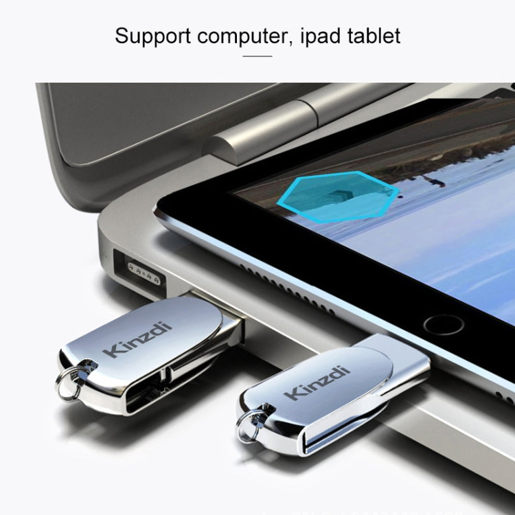 Kinzdi 128GB USB + 8 Pin Interface Metal Twister Flash U Disk (Silver)